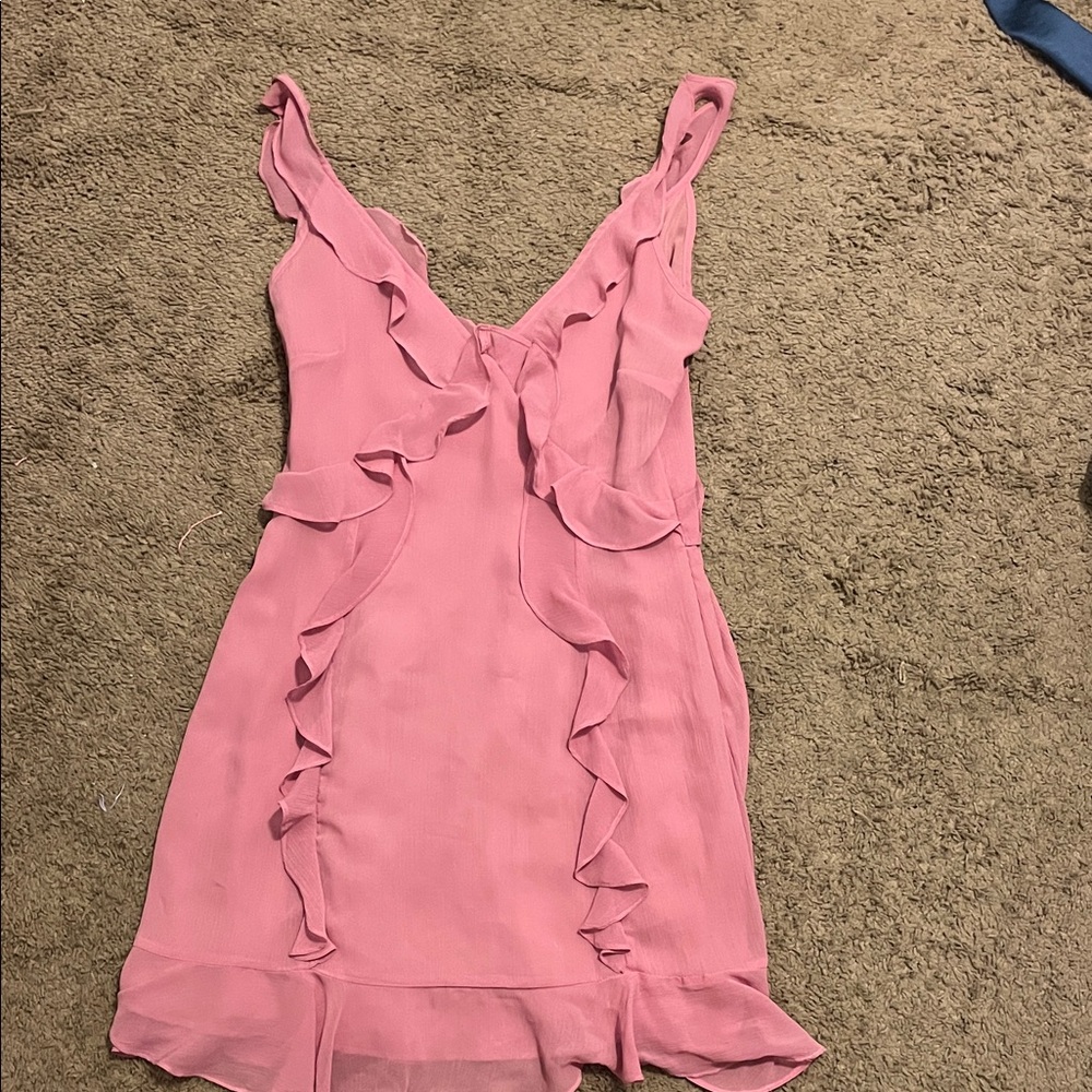 The Impeccable Pig Pink Ruffle Mini Dress